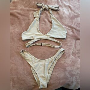 Beige Halter Bikini Set